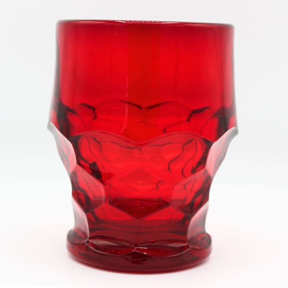 Vintage Viking Glass Ruby Red Georgian Pattern 8 oz Tumbler Honeycomb Design - Picture 5 of 6